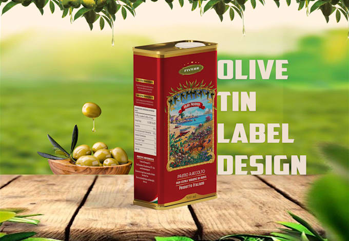 creat professional olive oil box and label
