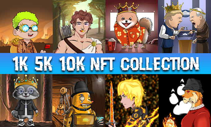 create a luxurious 100, 1k, 10k, nft art collection