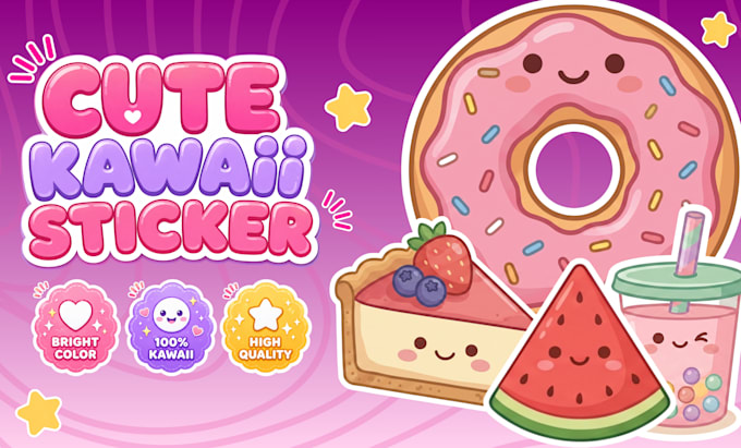draw cute kawaii cartoon sticker illustration design and mascot logo