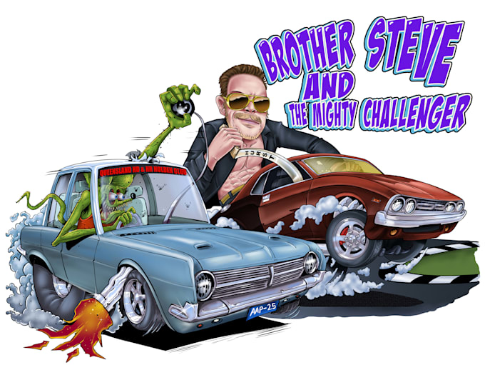 design hot rod car or motorcycle in cartoon for tshirt