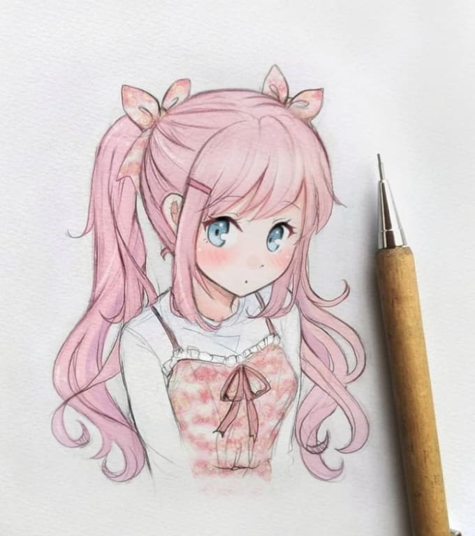 Draw anime drawings anime girl drawings by Aishakhan77 | Fiverr