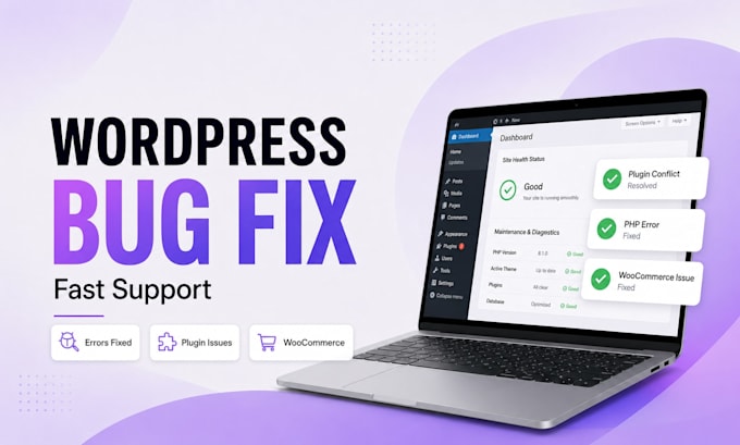 fix wordpress issues, wordpress bug fix, wordpress errors, woocommerce bug fix