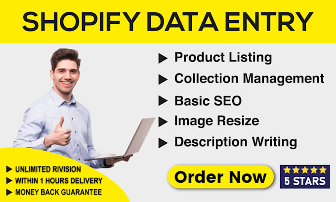do shopify product listing and data entry