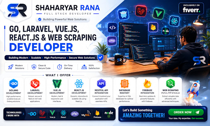 your expert golang laravel vuejs and PHP developer providing professional