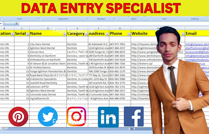 do data entry, data enrichment, list building, and email finding