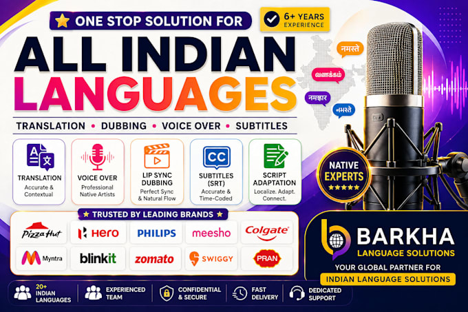 translate, subtitle and dub your videos in all indian languages
