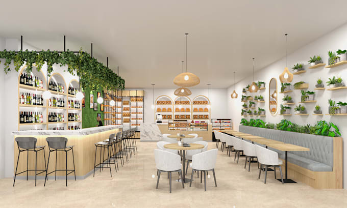 do retail store,restaurant interior design,3d rendering