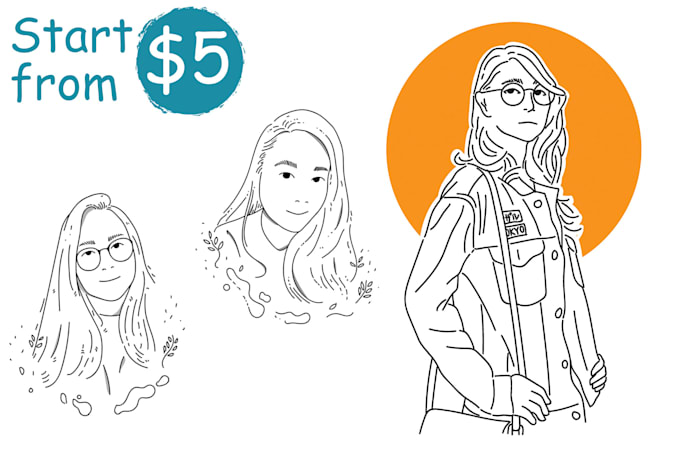 draw minimalist line art avatar