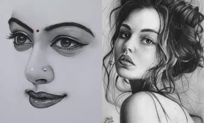 Draw realistic pencil sketch, line art, pencil drawing, hand drawing ...