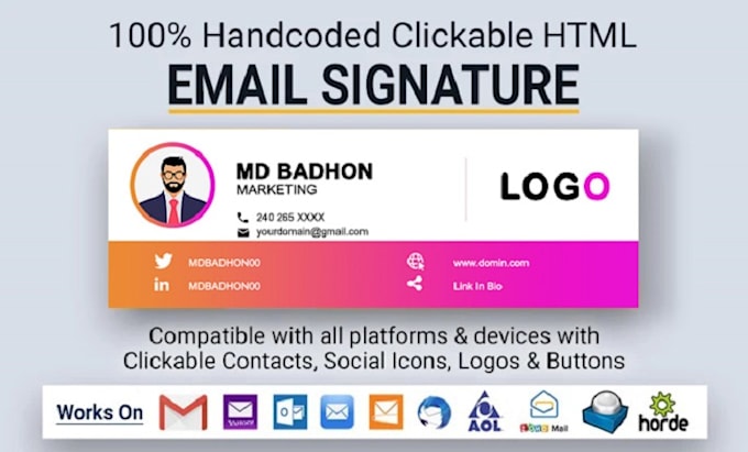 create html email signature, clickable email signature