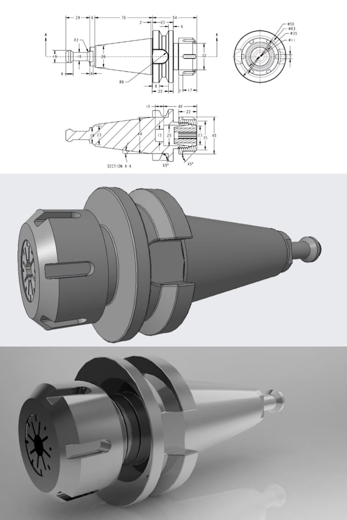 Make 3d model and technical 2d drawings ,rendering by Owais_1035 | Fiverr