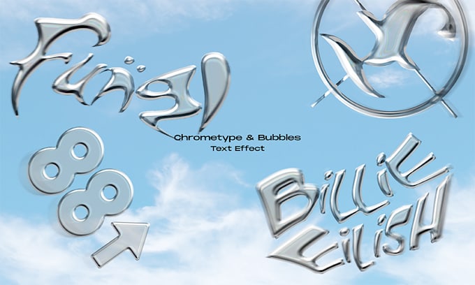design glass chrome text effect