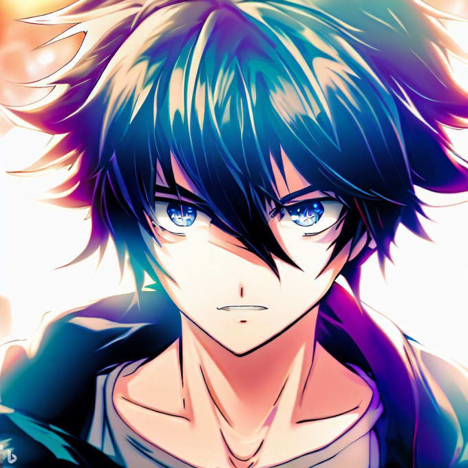 Anime.anime boy.dark.dark anime style.black anime.blue eyes.