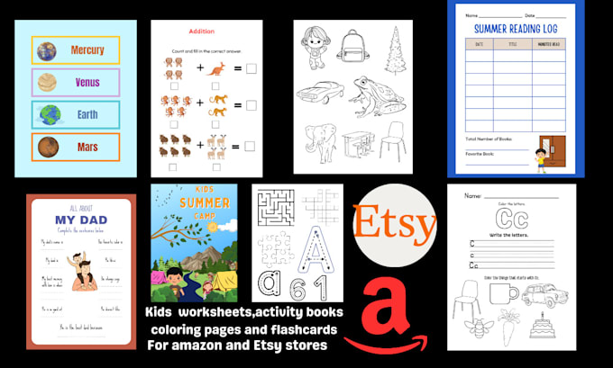 design kids worksheets activity books, flashcards and coloring pages