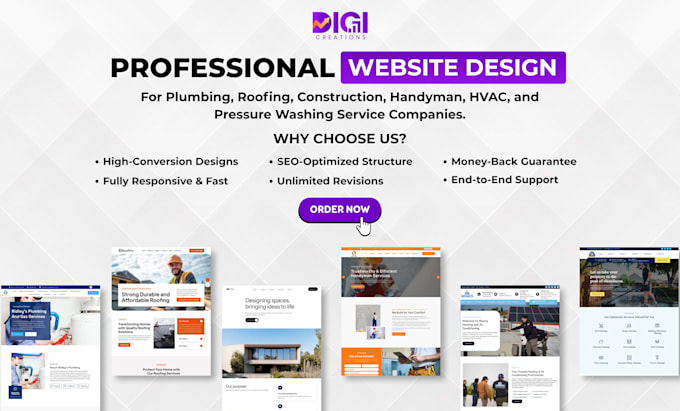 build a professional plumbing, roofing, construction, hvac, and handyman website