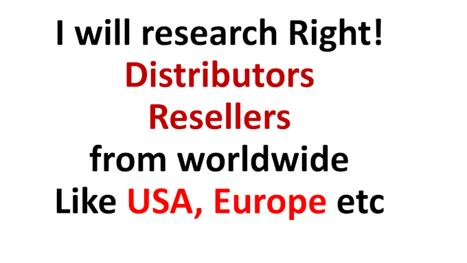 research distributors, resellers, from worldwide USA europe