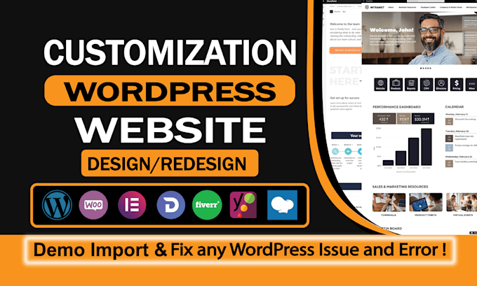 install wordpress, demo import and theme customization of wordpress website