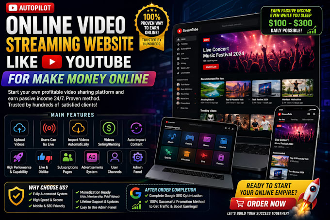 create video streaming websites like youtube