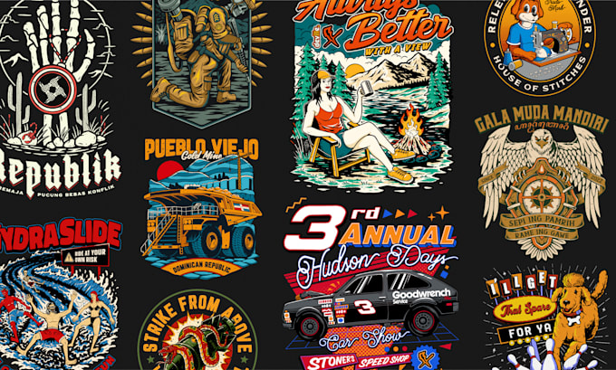 create retro vintage design and illustration for clothing