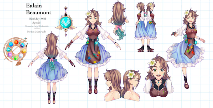 Create a character concept art sheet by Hunniedeww | Fiverr
