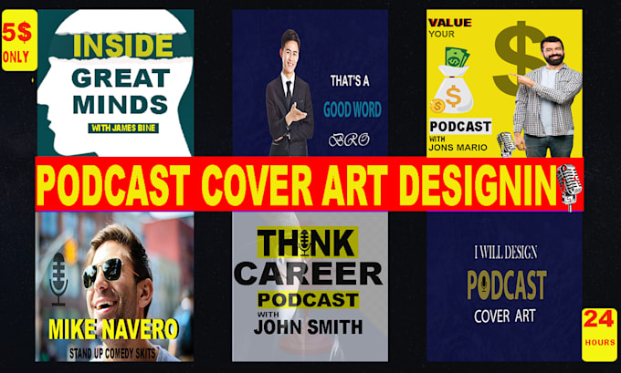 design a unique and professional podcast cover art in 6 hours