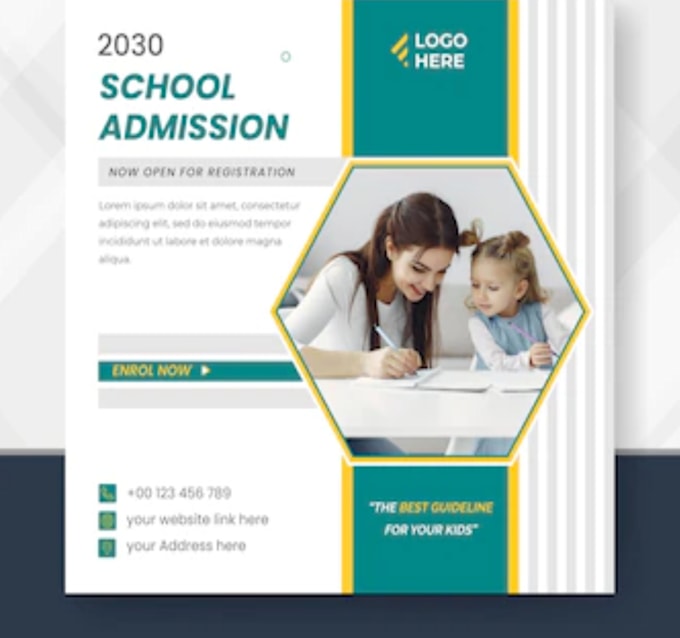 design admission started flyer, shool flyer, educational center flyer