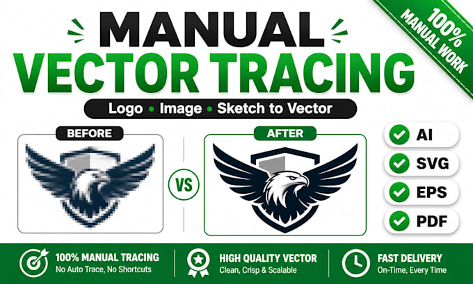 manually vector trace and convert image to vector within 24 hours