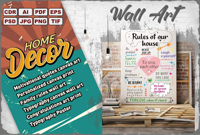 create a unique modern canvas wall art mockup design