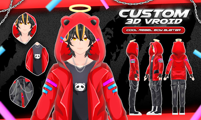 create 3d anime character models for vtuber, vroid, vrchat with rigging