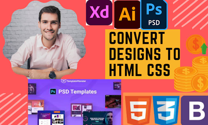 Convert your design in any file to html css and bootstrap by Kataria007 ...