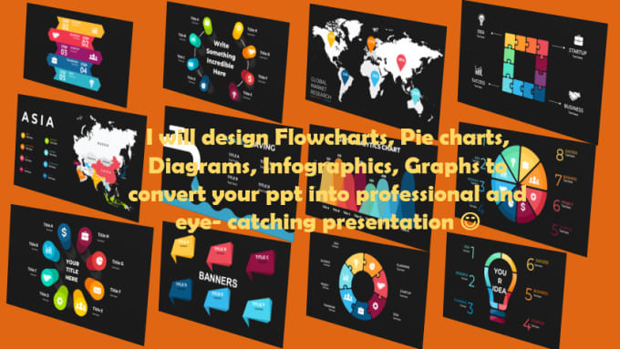 design pie charts, flowchart, diagrams, infographics, graphs in ppt presentation