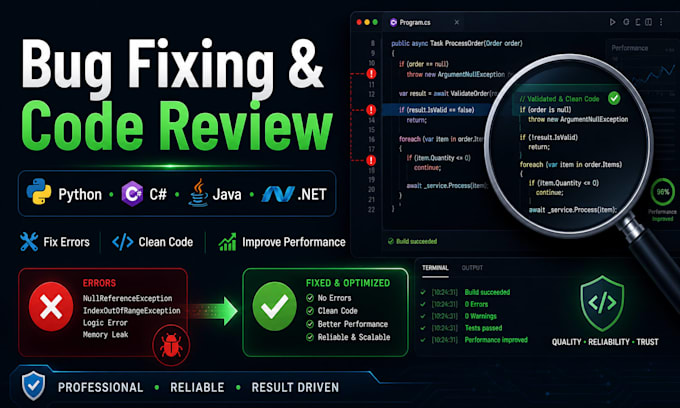 fix bugs review code and modernize python c sharp java software