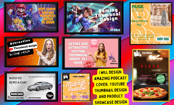 design amazing podcast cover youtube thumbnail product showcase