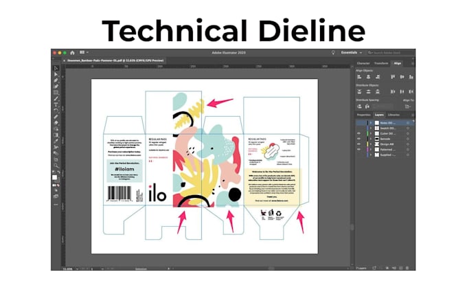 create perfect dieline or die cut line for box, label, bag