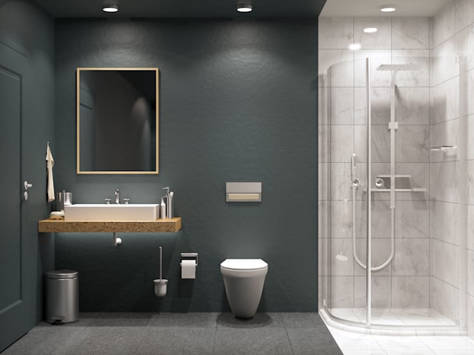 do 3d rendering realistic bathroom