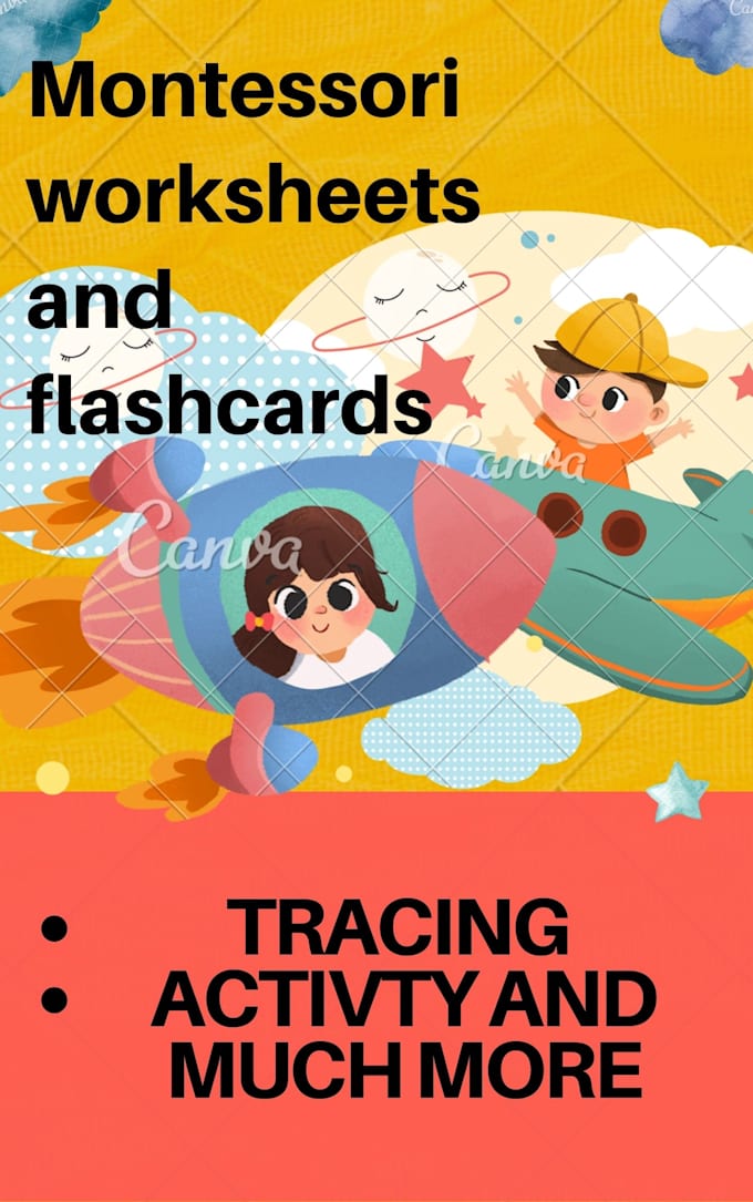 Create flashcards and kids worksheets to make them creative by Yusramalik950 Fiverr