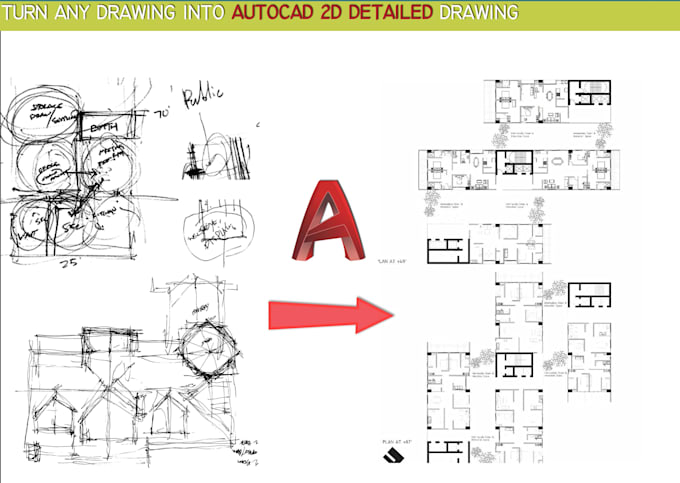 Convert your sketch drawing to autocad by Guimaraescosta | Fiverr