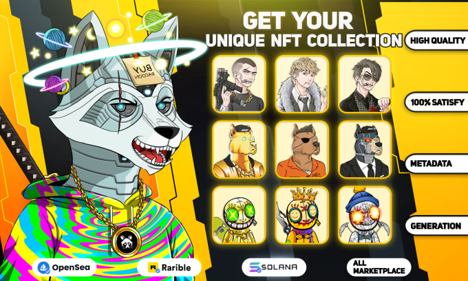 I will draw unique nft art design and generate 1k,5k,10k collection