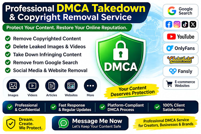 report,remove,delete leaked and copyright infringing content with dmca takedown