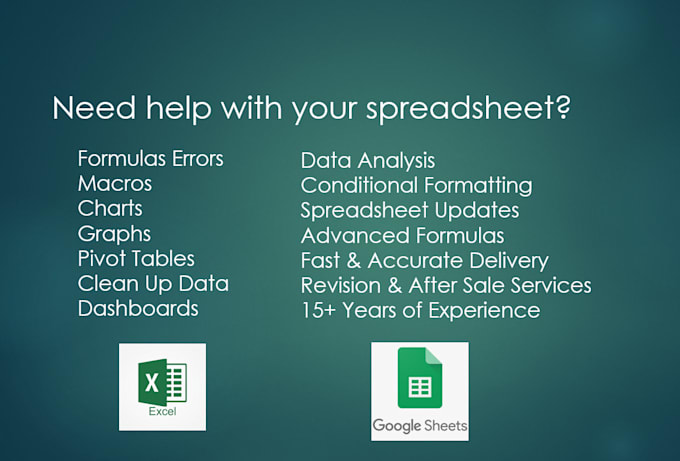 help you with excel or google sheets spreadsheet
