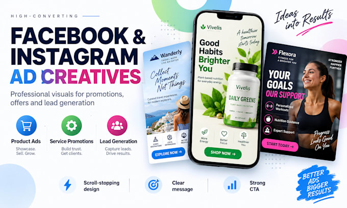 design facebook and instagram ad creatives for your business