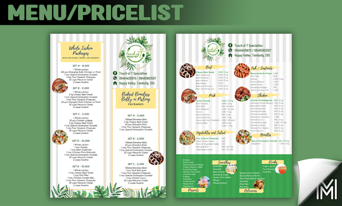 Design any menu or food pricelist layout by Mae_modesinyo | Fiverr