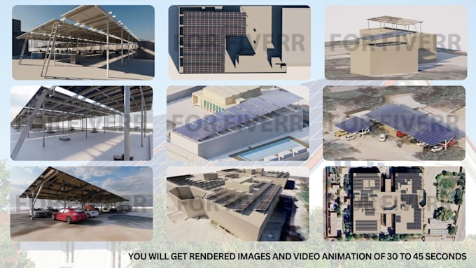 do 3d modeling of solar project with realistic render views