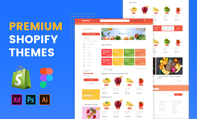 create shopify website and UI UX mockups for shopify