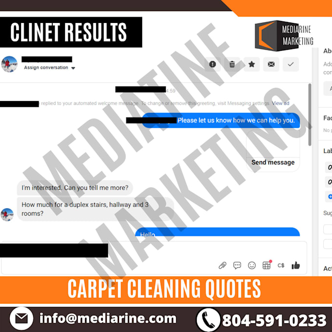 Generate carpet cleaning leads through facebook ads by Mediarine Fiverr