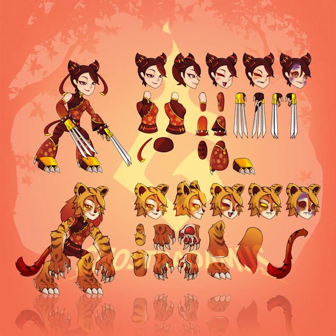 Design your customized 2d character assets and animation for your game