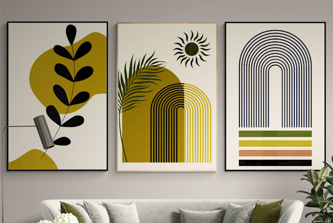 create abstract minimalist digital wall art design for you