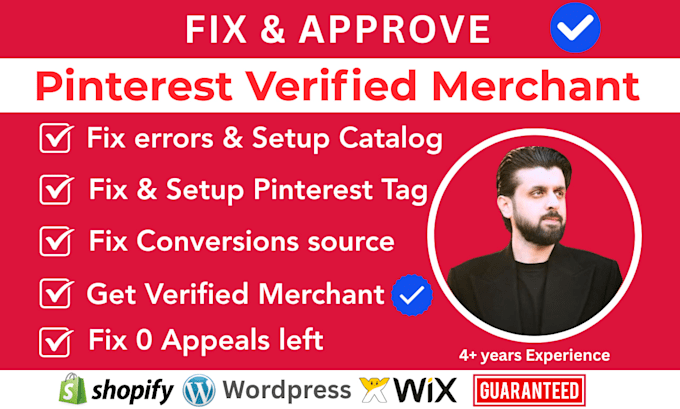 fix all the required issues to become a verified merchant on pinterest