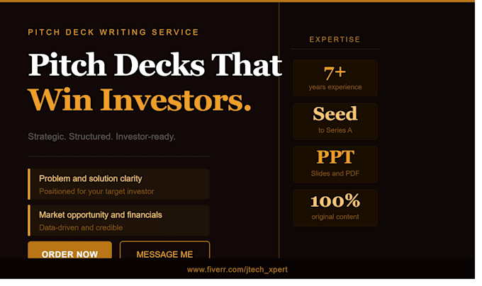 write an investor ready pitch deck for your startup or tech project