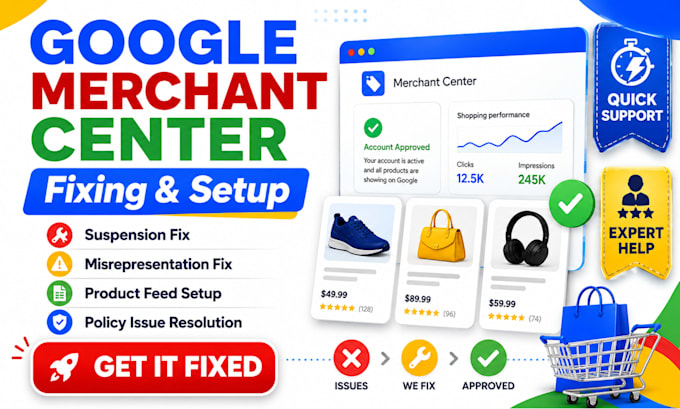 fix google merchant center suspension and misrepresentation